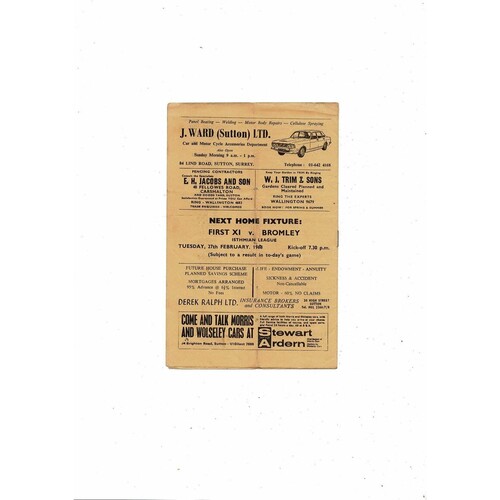 1967/68 Sutton United v Dagenham Amateur Cup Football Programme