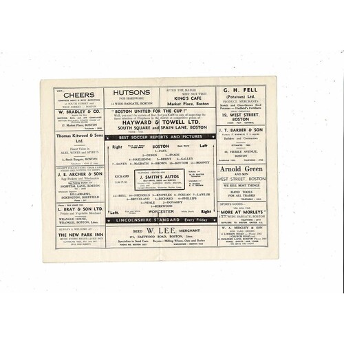 1960/61 Boston United v Worcester City Southern League Football Programme