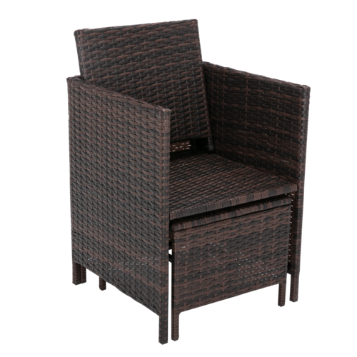 9 Pieces Rattan Garden Furniture Outdoor Chair & Table 4+4+1 Set (Cuba Brown)