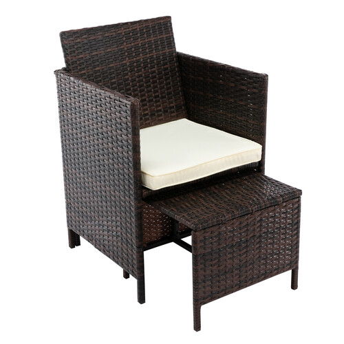 9 Pieces Rattan Garden Furniture Outdoor Chair & Table 4+4+1 Set (Cuba Brown)