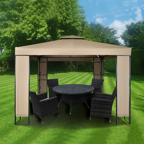 MAXIMUS® Garden Heavy Duty Gazebo 3m x 3m GAZEBO Pavilion Shelter Marquee Patio (BEIGE)