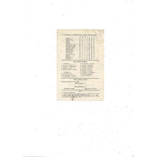 Brentford v Queens Park Rangers Football Combination Programme 1959/60