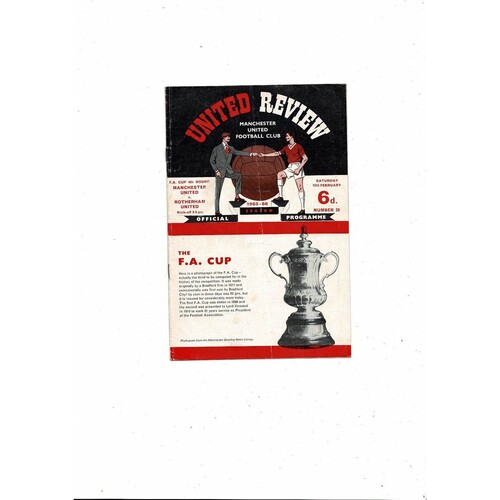 1965/66 Manchester United v Rotherham United FA Cup Football Programme
