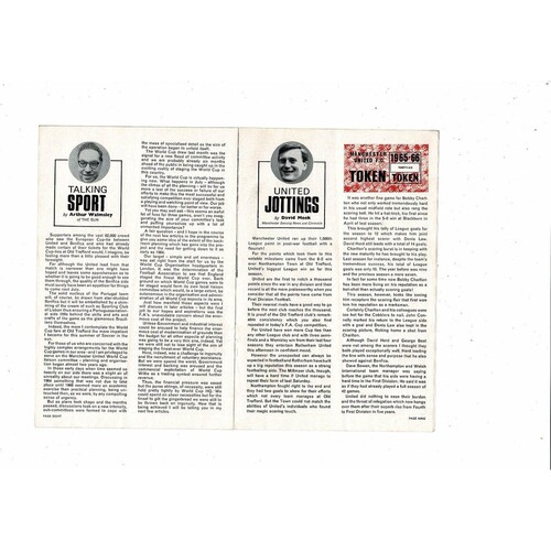 1965/66 Manchester United v Rotherham United FA Cup Football Programme