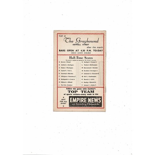 1958/59 Exeter City v Coventry City Football Programme