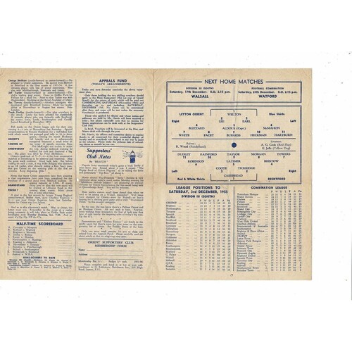 1955/56 Leyton Orient v Brentford FA Cup Football Programme