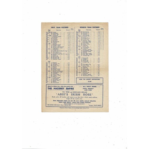 1955/56 Leyton Orient v Brentford FA Cup Football Programme