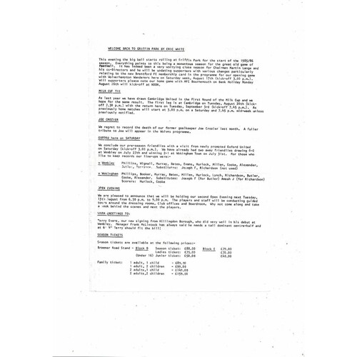 Brentford v Southampton Friendly Football Programme 1985/86