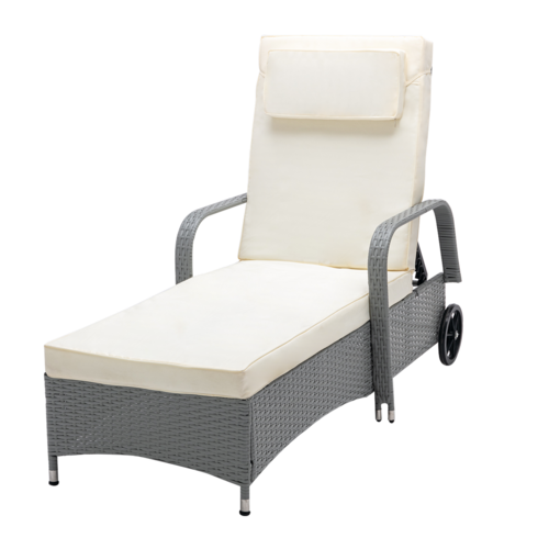 Sun Loungers Set Adjustable Rattan Garden Lounger Bed Recliner Outdoor (Venice Grey)
