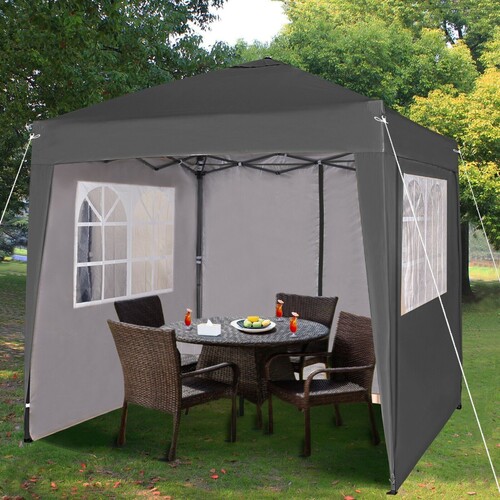 2m x 2m Gazebo Resistant Outdoor Garden Marquee Canopy + side's (Grey)
