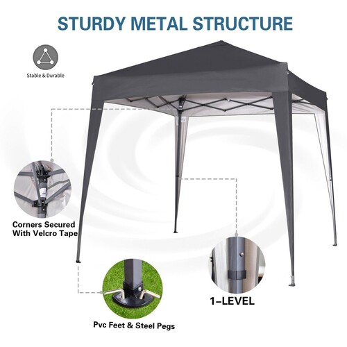 2m x 2m Gazebo Resistant Outdoor Garden Marquee Canopy + side's (Grey)