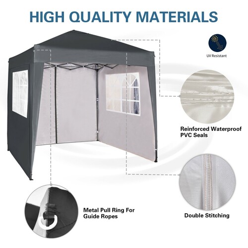 2m x 2m Gazebo Resistant Outdoor Garden Marquee Canopy + side's (Grey)