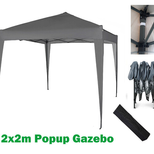 2m x 2m Gazebo Resistant Outdoor Garden Marquee Canopy (Grey)