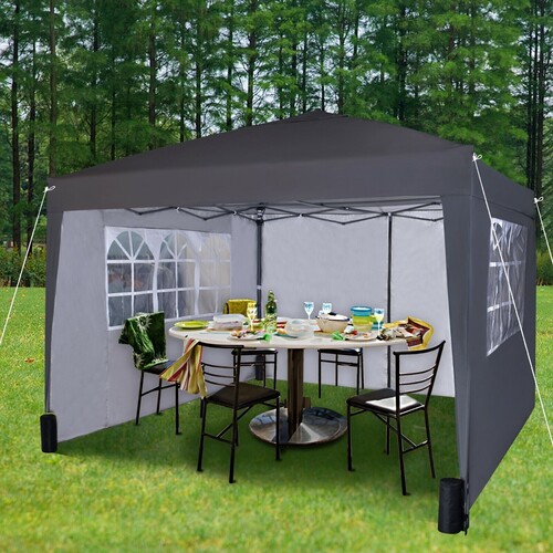 3m x 3m Gazebo Resistant Outdoor Garden Marquee Canopy Canopy + side's (Grey)