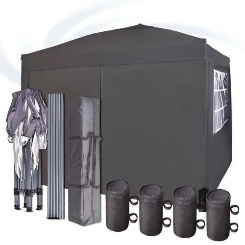 3m x 3m Gazebo Resistant Outdoor Garden Marquee Canopy Canopy + side's (Grey)