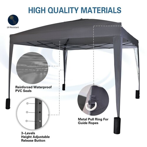3m x 3m Gazebo Resistant Outdoor Garden Marquee Canopy Canopy + side's (Grey)