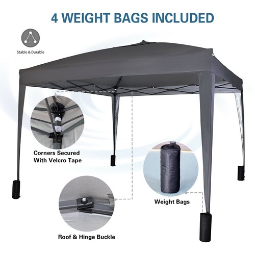 3m x 3m Gazebo Resistant Outdoor Garden Marquee Canopy Canopy + side's (Grey)