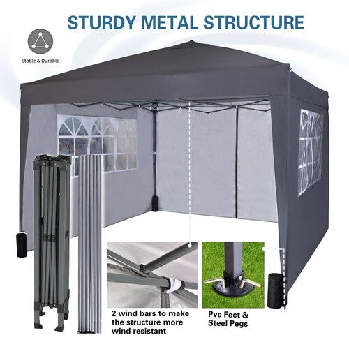 3m x 3m Gazebo Resistant Outdoor Garden Marquee Canopy Canopy + side's (Grey)