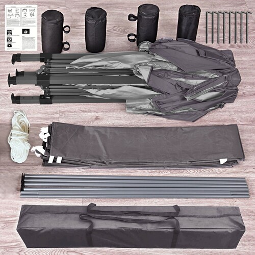 3m x 3m Gazebo Resistant Outdoor Garden Marquee Canopy Canopy + side's (Grey)