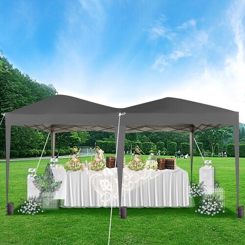 Pop-up Gazebo Evnt Shelter 3m x 6m Wind Bars & 6 Weight Bags Water Proof Canopy ( Grey )