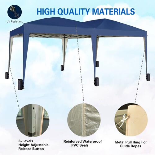 Pop-up Gazebo Event Shelter 3m x 6m Wind Bars & 6 Weight Bags Water Proof Canopy ( Blue)
