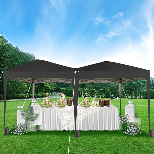 Pop-up Gazebo Event Shelter 3m x 6m Wind Bars & 6 Weight Bags Water Proof Canopy ( Black)