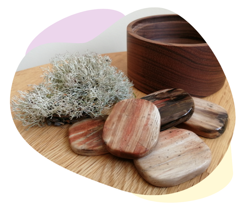 energy healing using petrified wood flat palm stones helping autistic women with the impact of trauma and understanding emotions