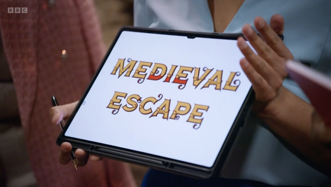 Medieval escape logo displayed on ipad