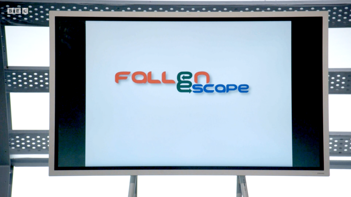 fallen escape logo on screen in Lord Alan Sugars board room