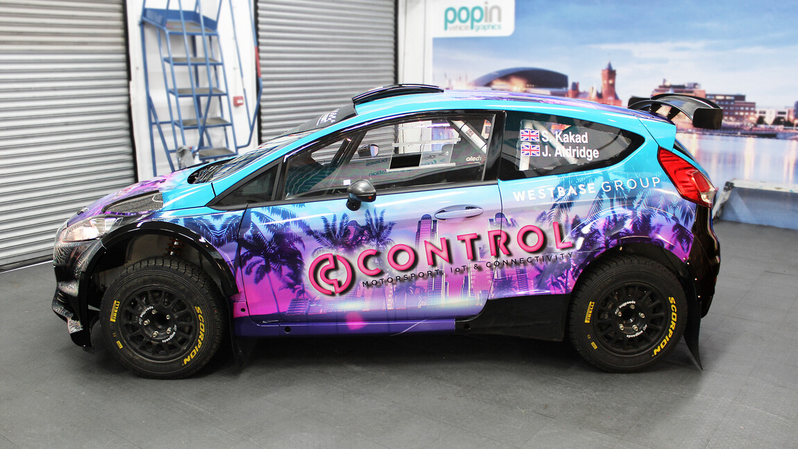 Digitally printed vehicle graphic on car