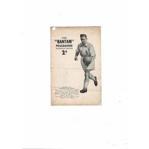 Coventry City v Akademisk Boldklub Friendly Football Programme 1956/57