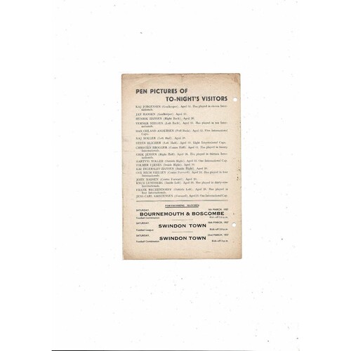 Coventry City v Akademisk Boldklub Friendly Football Programme 1956/57