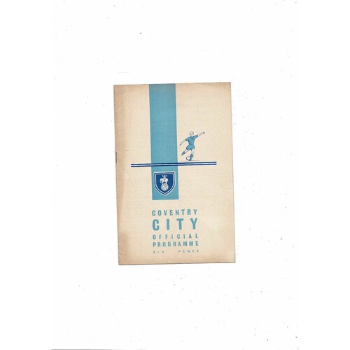Coventry City v England U18 Friendly Football Programme 1962/63