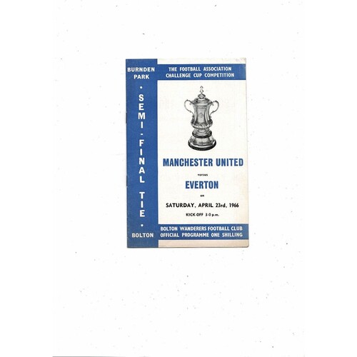 1966 Manchester United v Everton FA Cup Semi Final Football Programme @ Bolton