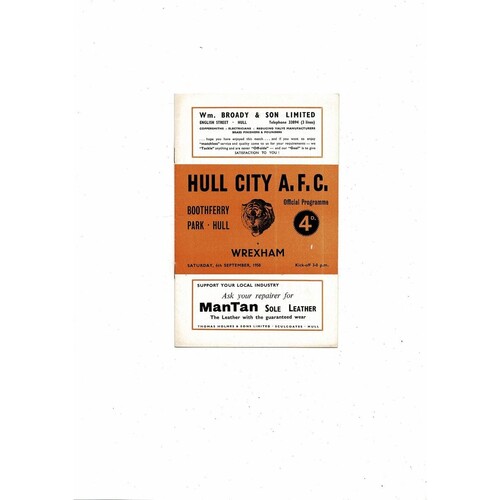 1958/59 Hull City v Wrexham Football Programme