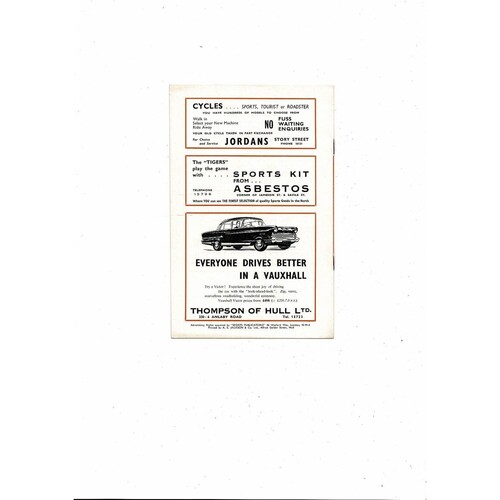 1958/59 Hull City v Wrexham Football Programme