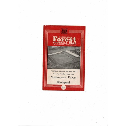 1957/58 Nottingham Forest v Blackpool Football Programme