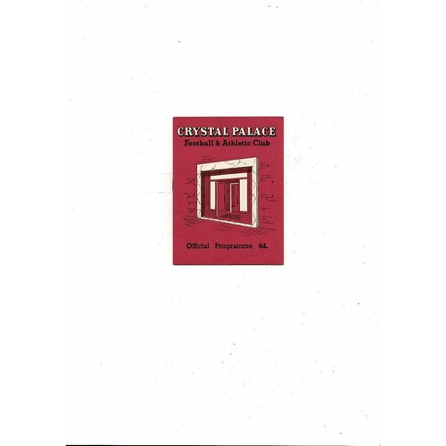 1958/59 Crystal Palace v Coventry City Football Programme