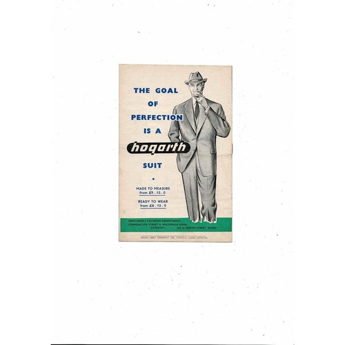 1958/59 Coventry City v Exeter City Football Programme