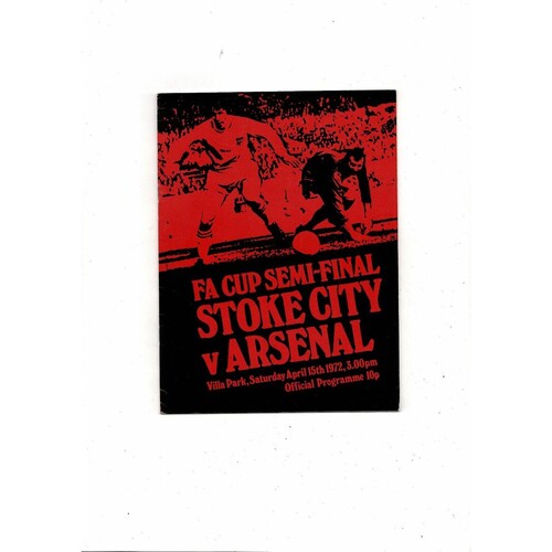 1972 Stoke City v Arsenal FA Cup Semi Final Football Programme @ Aston Villa