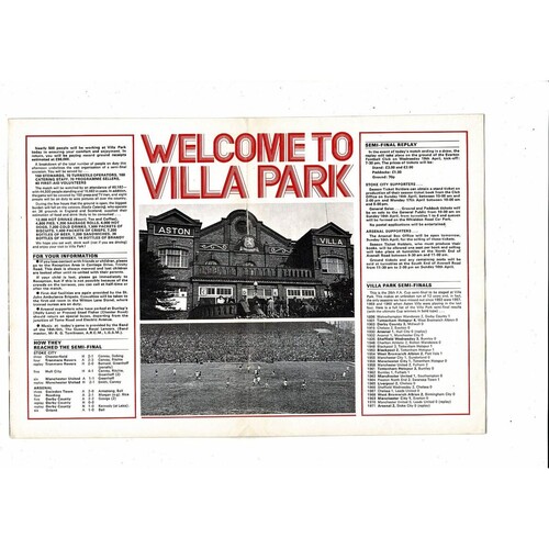 1972 Stoke City v Arsenal FA Cup Semi Final Football Programme @ Aston Villa