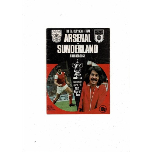 1973 Arsenal v Sunderland FA Cup Semi Final Programme + Insert @ Sheffield Wednesday