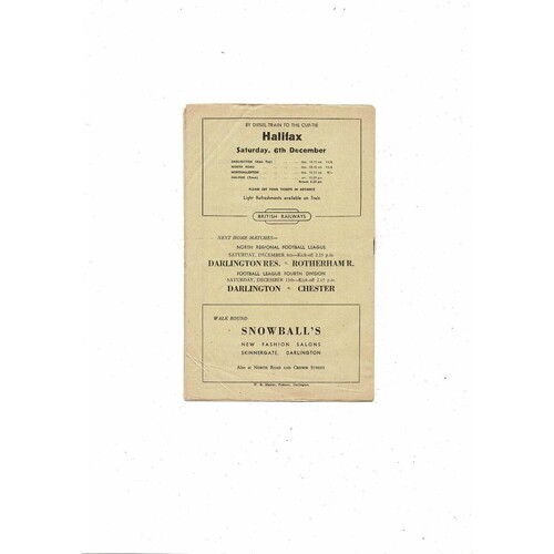 1958/59 Darlington v Port Vale Football Programme