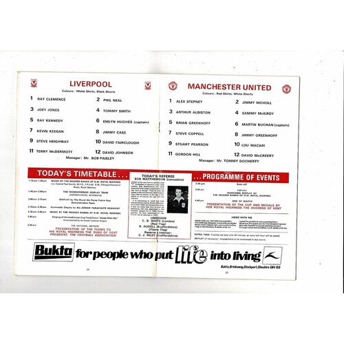 1977 Liverpool v Manchester United FA Cup Final Football Programme