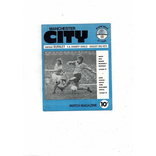 1973 Manchester City v Burnley Charity Shield Football Programme