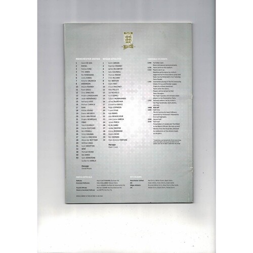 2013 Manchester United v Wigan Athletic Charity Shield Football Programme