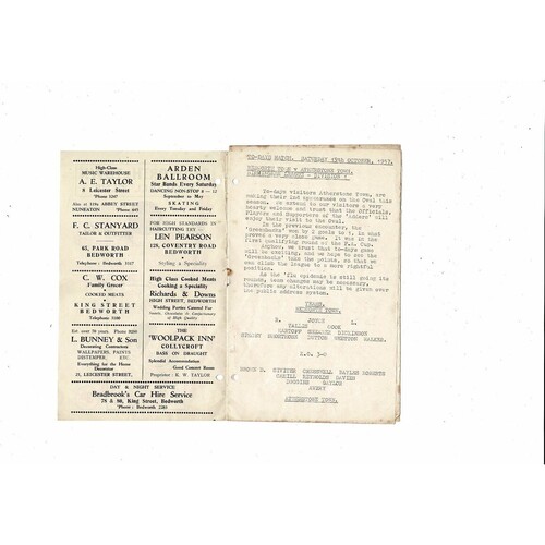 1957/58 Bedworth Town v Atherstone Town Birmingham League Football Programme