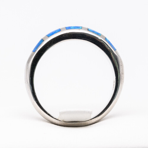 Bezel set blue opalite stone on 925 sterling silver ring