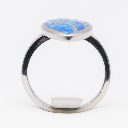 Bezel set blue opalite stone on 925 sterling silver ring