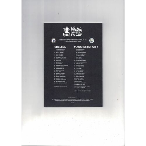 2022 Chelsea v Manchester City Women's FA Cup Final Football Programme